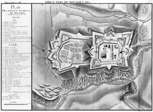 Mont-Louis városának és fellegvárának terve és térképe, 1776 (ceruza és WC papíron)